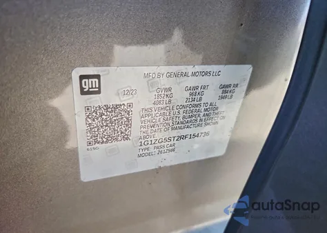 2024 Chevrolet Malibu Rs z USA, uszkodzony, nr VIN 1G1ZG5ST2RF154736